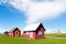 Old red wooden cottages, Sweden