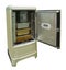 Old refrigerator vintage fridge with chrome handle isolated on w