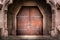 Old Reinforced Medieval Middle Ages Entrance Wooden Iron Doors S