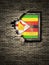 Old Republic of Zimbabwe flag in brick wall