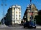 Old residential buildings in Budapest with Mansard roofs by the Danube river