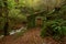 Old restored water mill next to a small river in the area of Galicia, Spain.