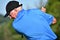 Old Retiree Male Golfer Exercising With Golf Club Golf Swing