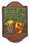 Old Retro Antique Draft Beer Sign Isolated, White