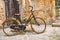 Old retro bicycle on vintage street