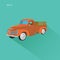 Old retro farmer pickup truck flat design vector illustration icon.