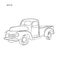 Old retro farmer pickup truck vector illustration. Hand drawn icon.