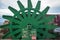 Old retro funicular mechanism wheel on monte igueldo high above ocean in san sebastian in sunset, basque country, spain