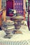 Old retro objects antique samovar for hot tea on the table, vintage image retro style effect.