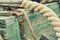 Old retro objects antique textural background wooden crates and ropes