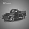 Old retro pickup truck vector illustration. Vintage transport vehicle