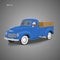 Old retro pickup truck vector illustration. Vintage transport vehicle