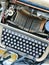 Old retro unnecessary faulty typewriter, professional writer equipment