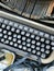 Old retro unnecessary faulty typewriter, professional writer equipment