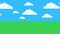 Old Retro Video Game Arcade Clouds Moving on a Blue Sky and Grass