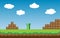 Old retro video game super mario bros background. Classic retro style game design scenery.