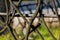 Old retro vintage authentic wood fence hedge from branches. Selective focus background and copy space