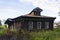 Old rickety wooden hut pimped in a Russian village