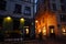 Old Riga at night, Latvia, Europe - People walking in a historic streets of the european capital