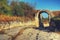 The old road. Ancient ruins. Arch. landscape background