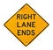 Old road signs with text - Right Lane Ends