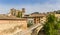 Old roman bridge in the historic city of Estella