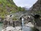The old Roman stone bridge over the Bavona River The Bavona Valley or Valle Bavona, Val Bavona or Das Bavonatal, Fontana