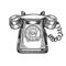 Old rotary dial phone engraving vector
