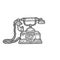 Old rotary dial phone sketch engraving vector