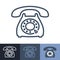 Old Rotary Phone Outline Icon Set