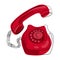 Old rotary red telephone modern drawing.Vintage wired phone handset, retro phone simple vector illustration