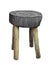 Old round wood stool isolated.