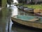 Old rowing boats for hire in a dutch canal