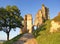 Old ruin castle in light of sunset