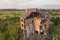 Old ruined building after earthquake. A collapsed brick house