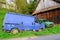 Old ruined cars. Ruined delivery van and car. Rusty van and car covered with moss.