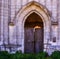 Old ruined doors to the Catholic Church