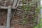 Old ruined house adobe and wood facade in village Gara Bov, Bulgaria