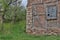 Old ruined house adobe and wood facade in village Gara Bov, Bulgaria