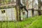 Old ruined wooden tourist cabins