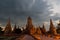 Old ruines of Wat Chai Wattanaram temple on sunset