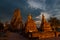 Old ruines of Wat Chai Wattanaram temple on sunset