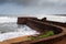 Old ruins of Fort Aguada on the seashores of Goa with sky and clouds