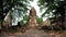 Old ruins and Pagodas at Wat Mahathat Temple of Ayutthaya Province Thailand