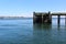 An old run down pier in a bay