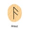 Old rune Ansuz, ancient Scandinavian alphabet vector illustration