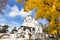 Old Russian church with several grey domes