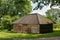 Old Russian rustic wooden shed. Wooden barn