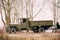 Old Russian soviet army military truck ZIS-5 outdoor in autumn forest