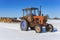 Old Russian tractor in snow